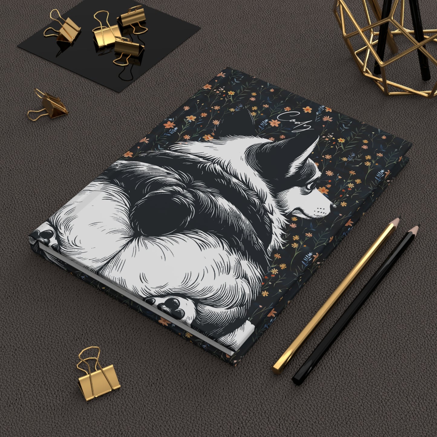 Corgi Butts Floral Hardcover Journal