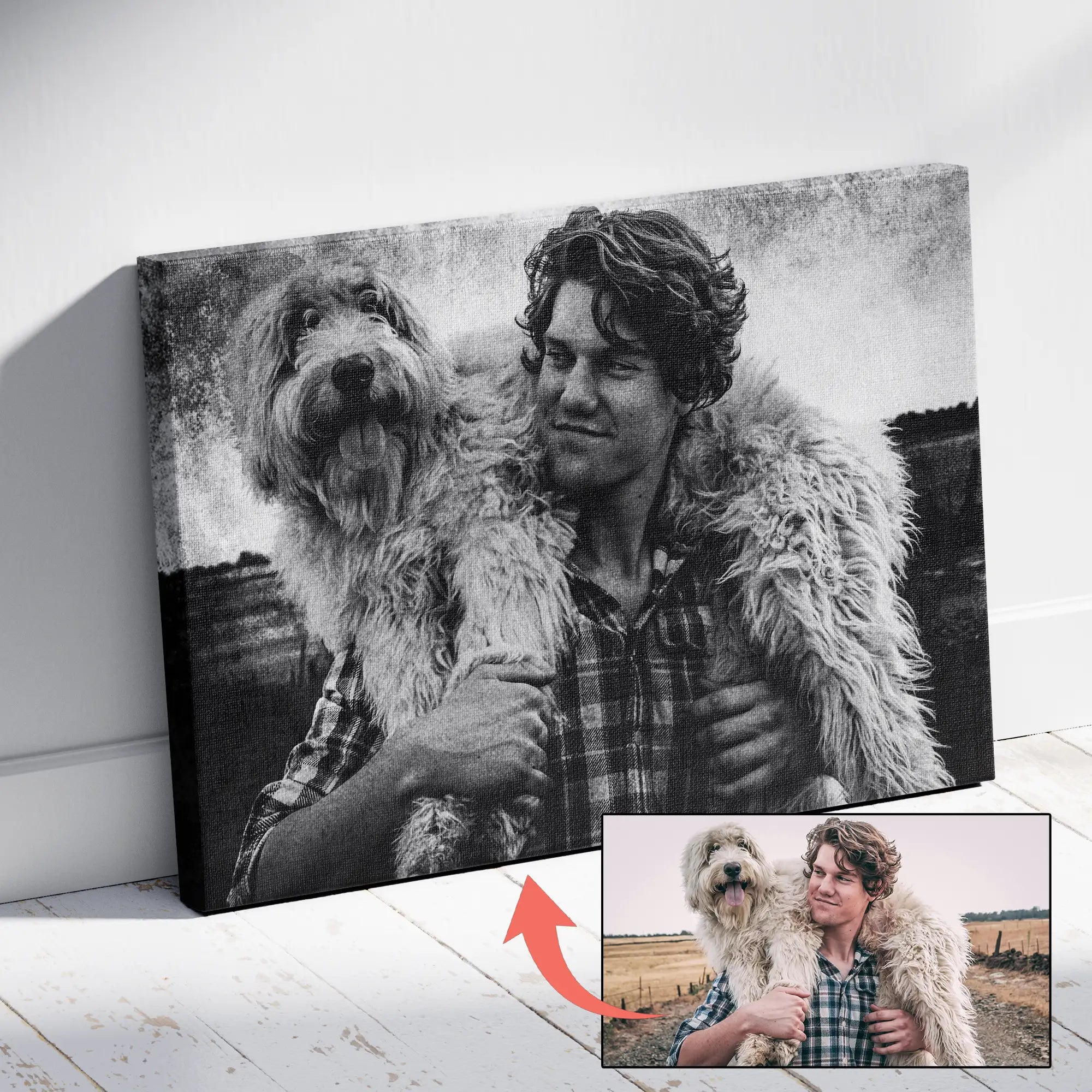 Custom Black and White Pet Portrait