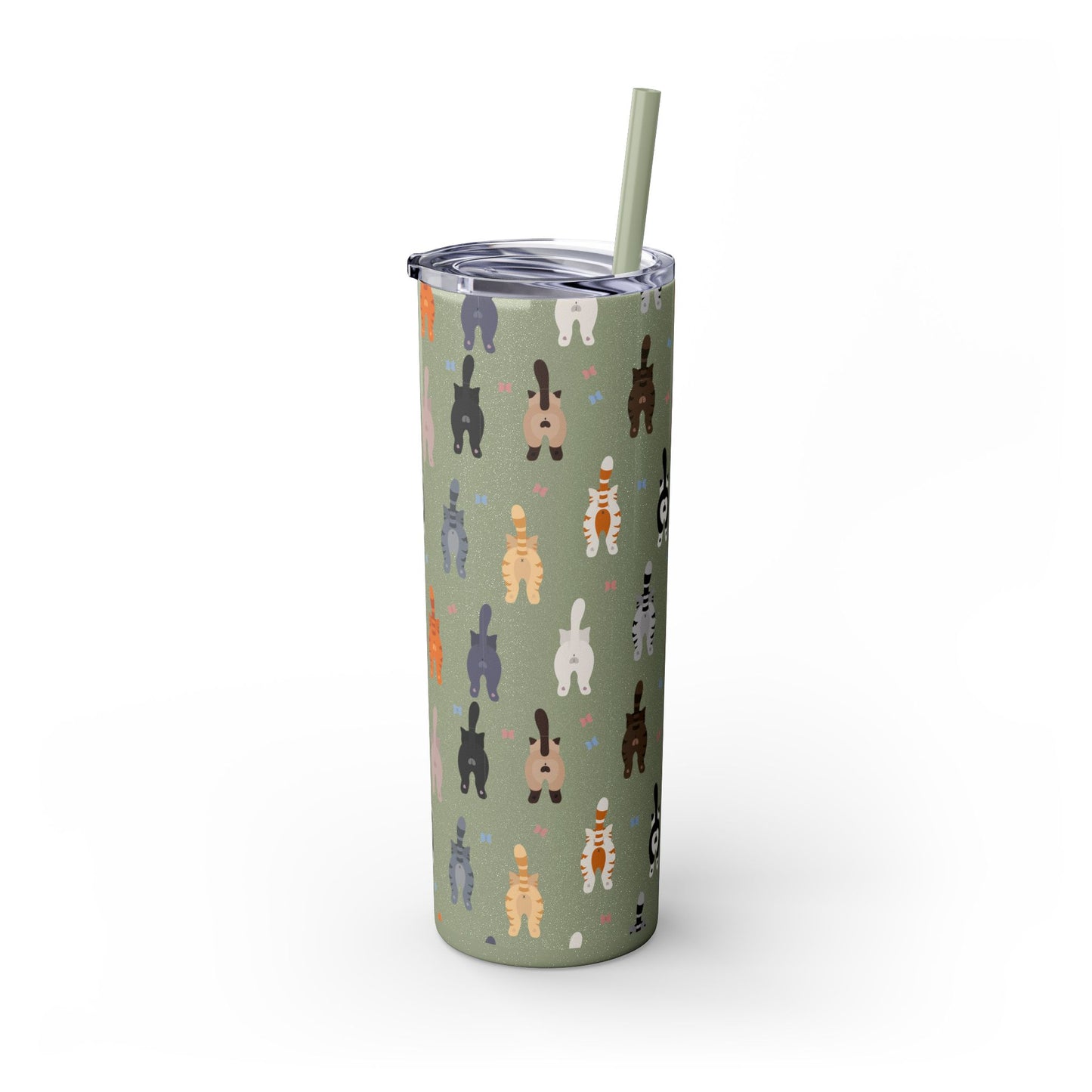 Cat Butts Skinny Tumbler with Straw, 20oz