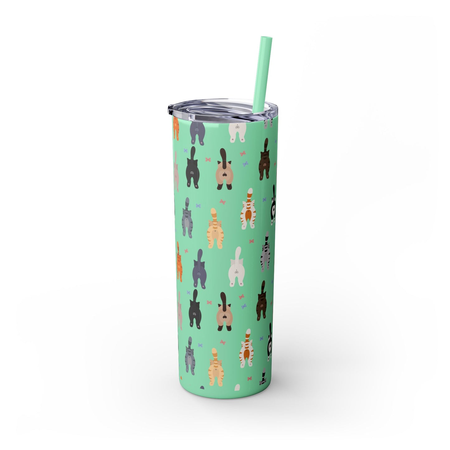 Cat Butts Skinny Tumbler with Straw, 20oz