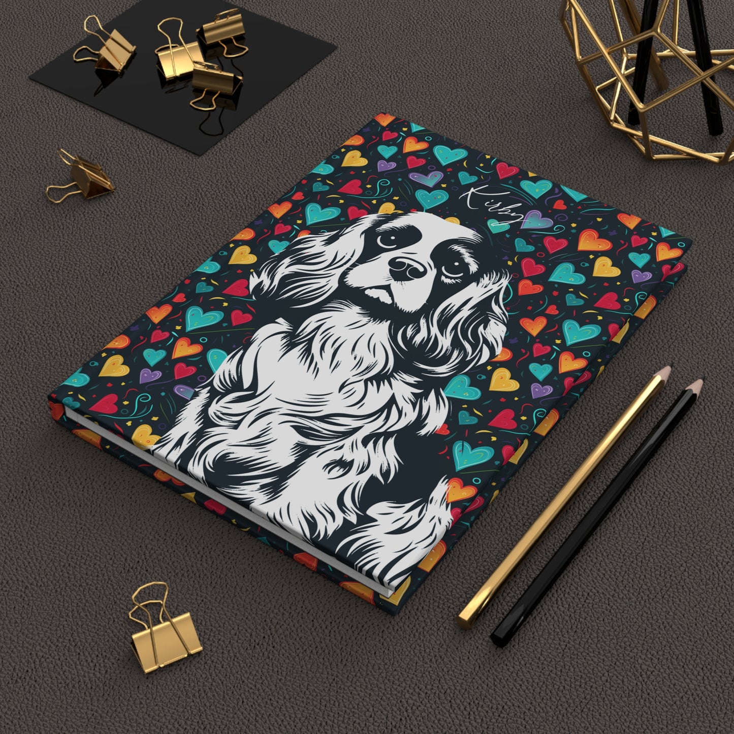 Cavalier King Charles Spaniel Hearts Hardcover Journal