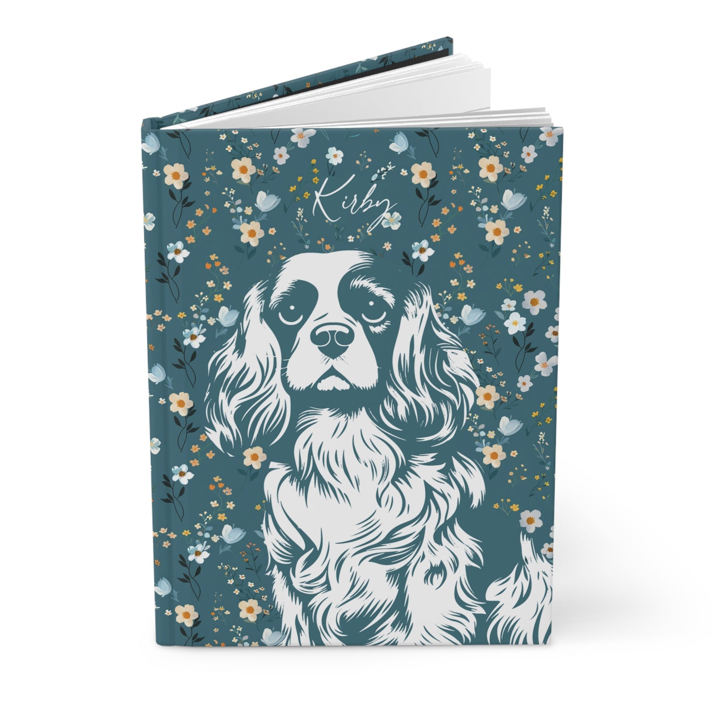 Cavalier King Charles Spaniel Flowers Hardcover Journal
