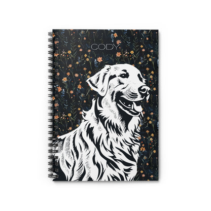 Golden Retriever Floral Spiral Notebook