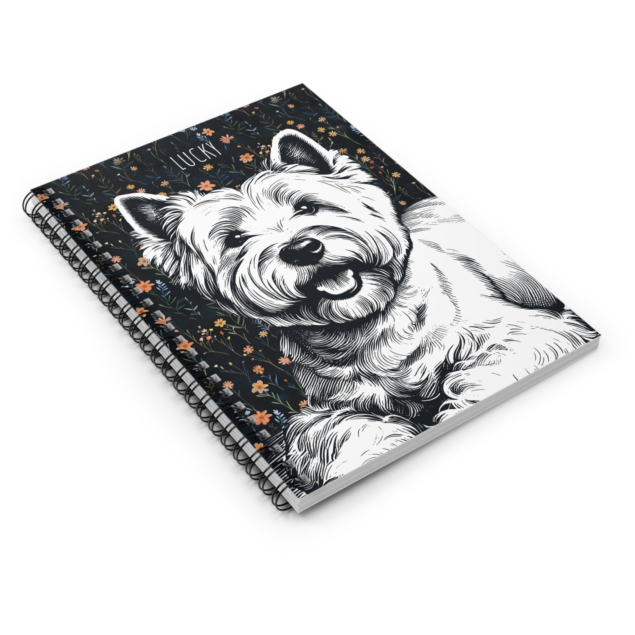 Westie Floral Spiral Notebook