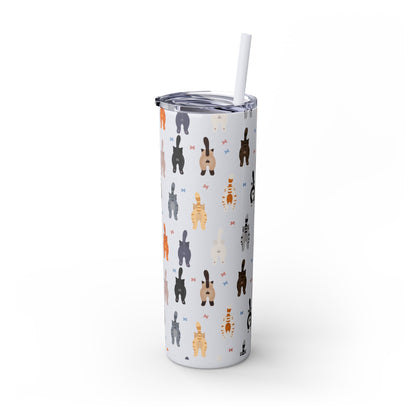 Cat Butts Skinny Tumbler with Straw, 20oz