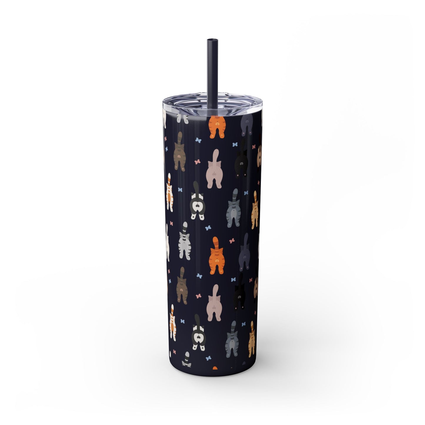 Cat Butts Skinny Tumbler with Straw, 20oz