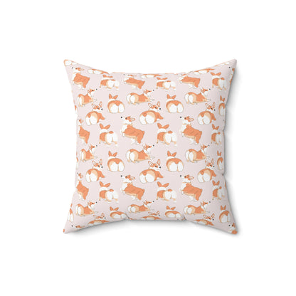 Corgi 'Talk To The Fluff' Spun Polyester Square Pillow