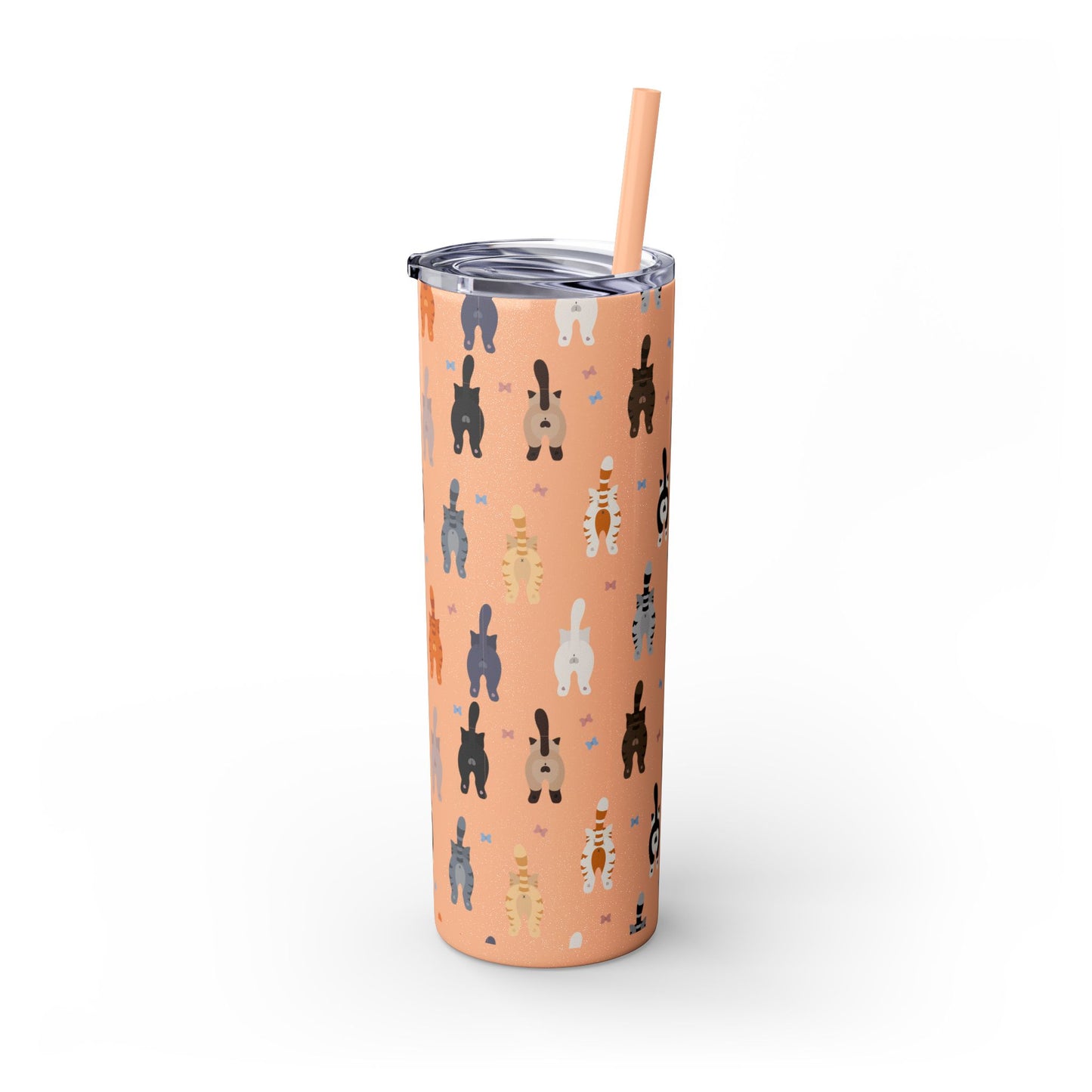 Cat Butts Skinny Tumbler with Straw, 20oz