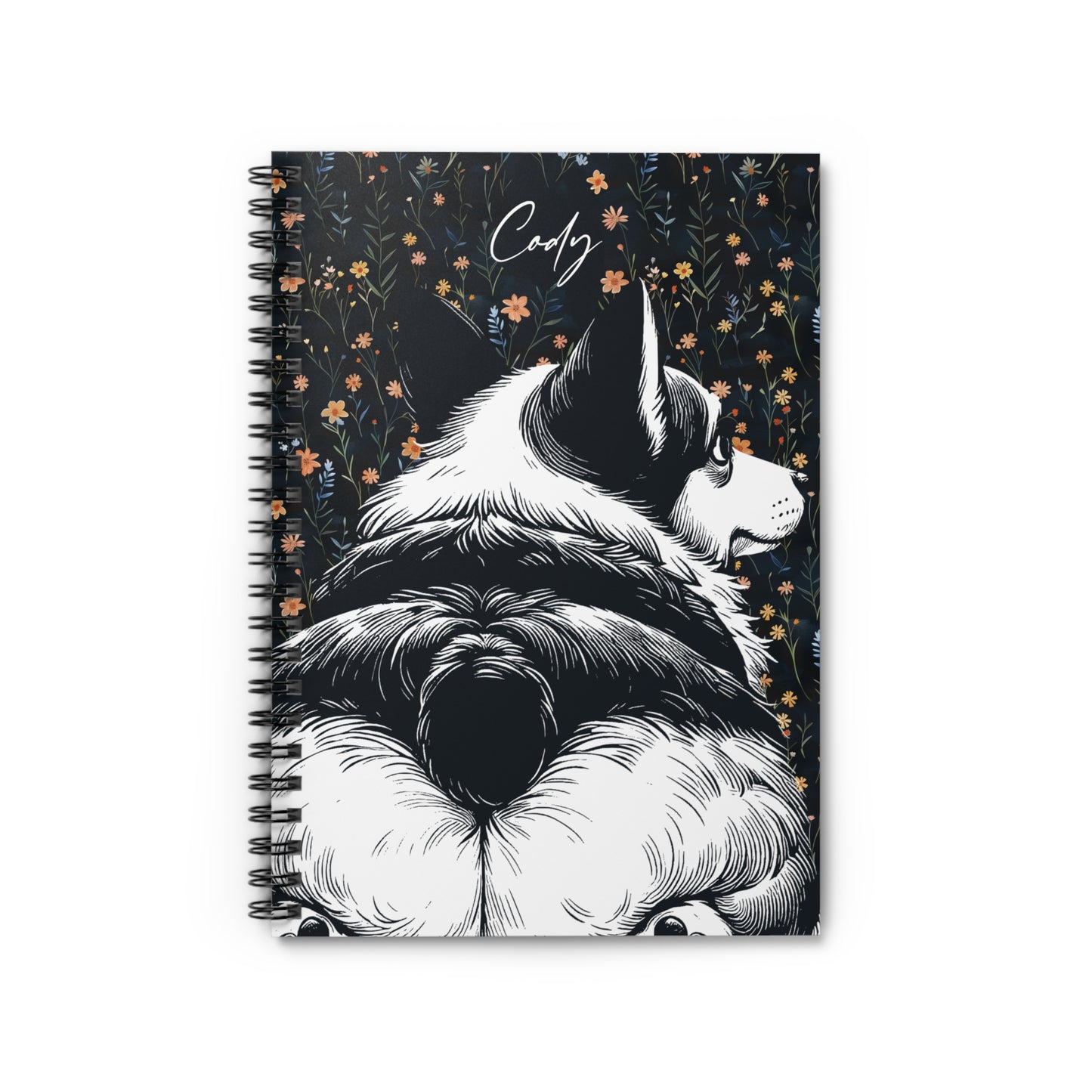 Corgi Butts Floral Spiral Notebook