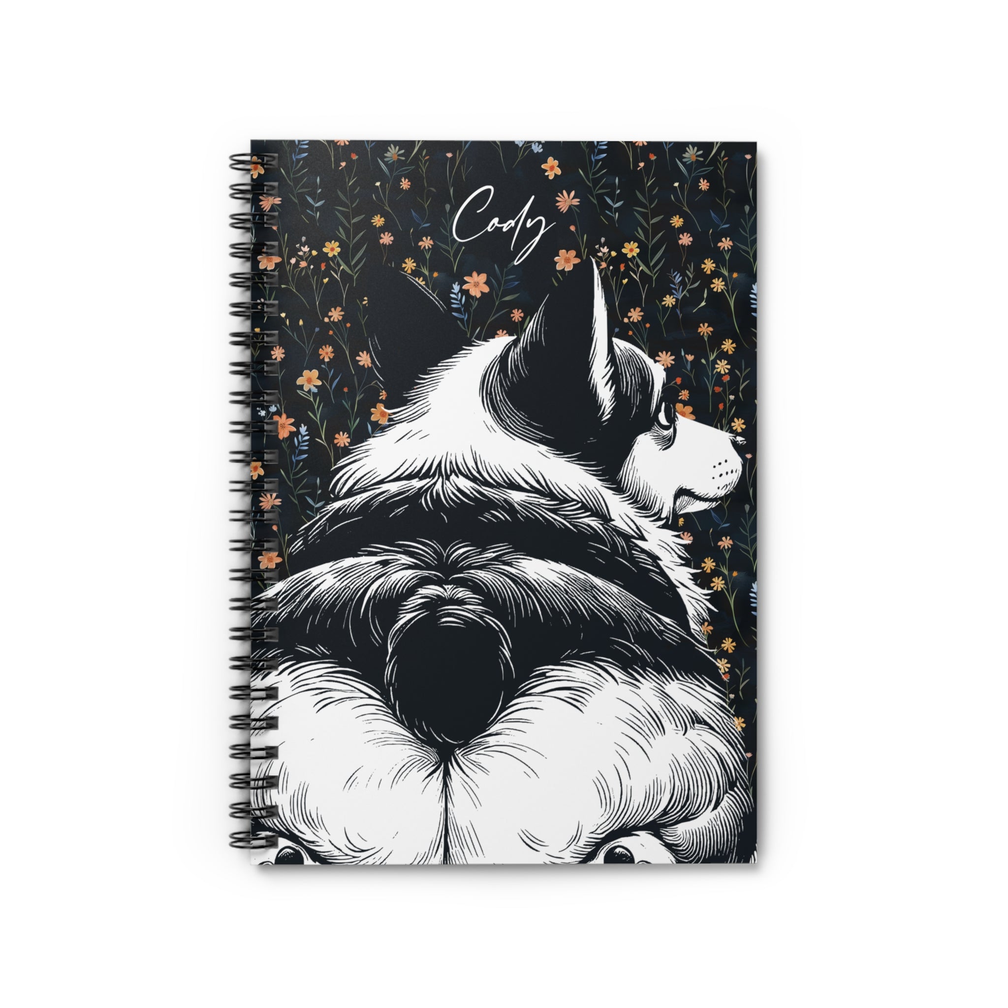Corgi Butts Floral Spiral Notebook