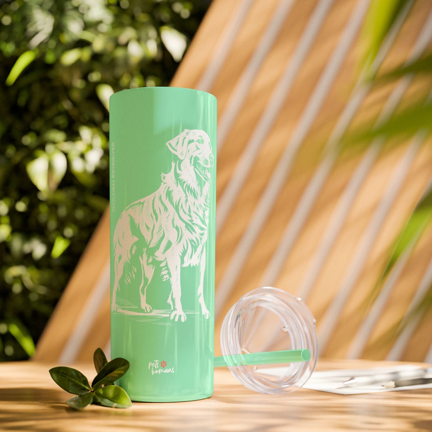 Golden Retriever Skinny Tumbler with Straw, 20oz