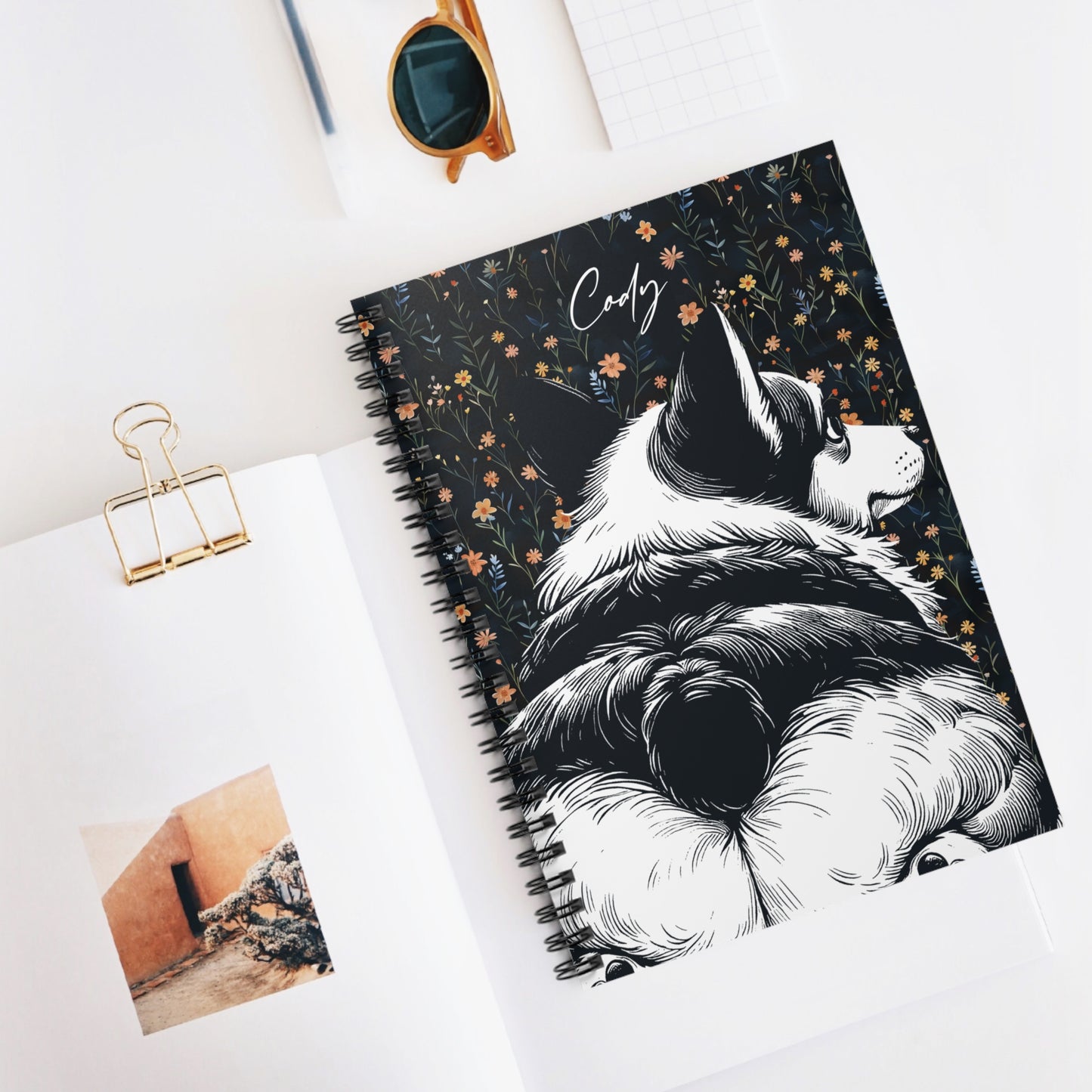 Corgi Butts Floral Spiral Notebook