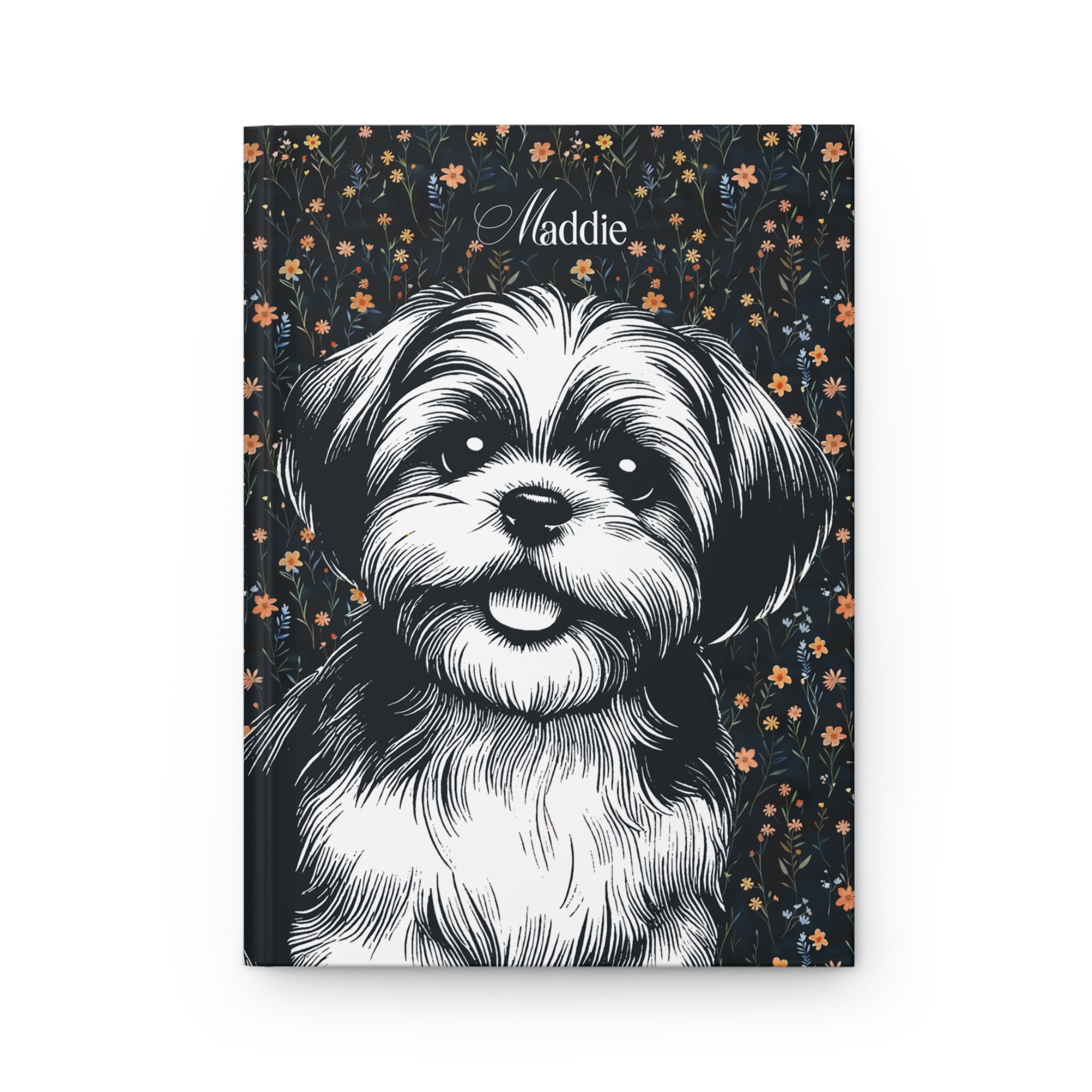 Shih Tzu Flower Hardcover Journal