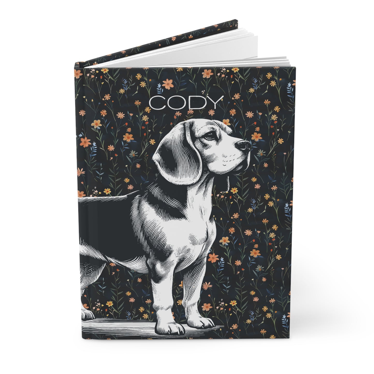 Beagle Flowers Hardcover Journal