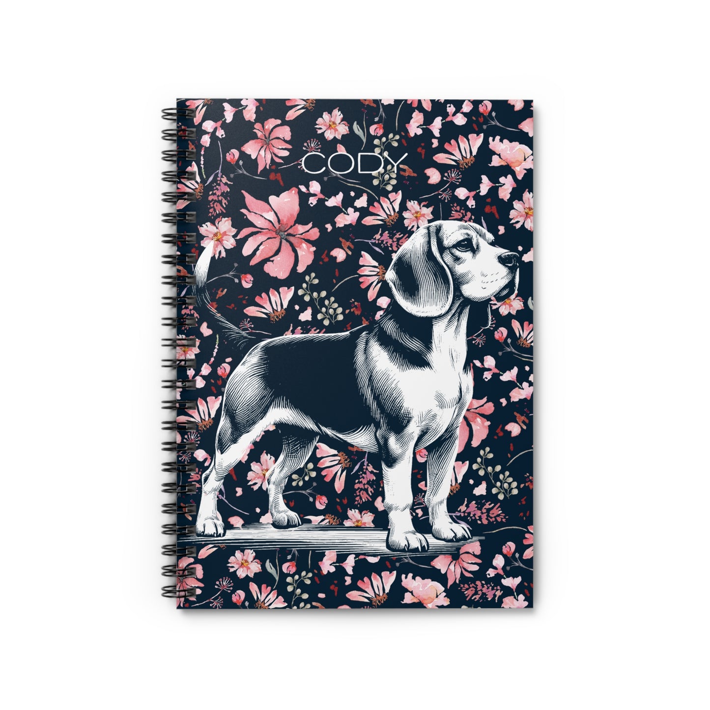 Beagle Floral Spiral Notebook