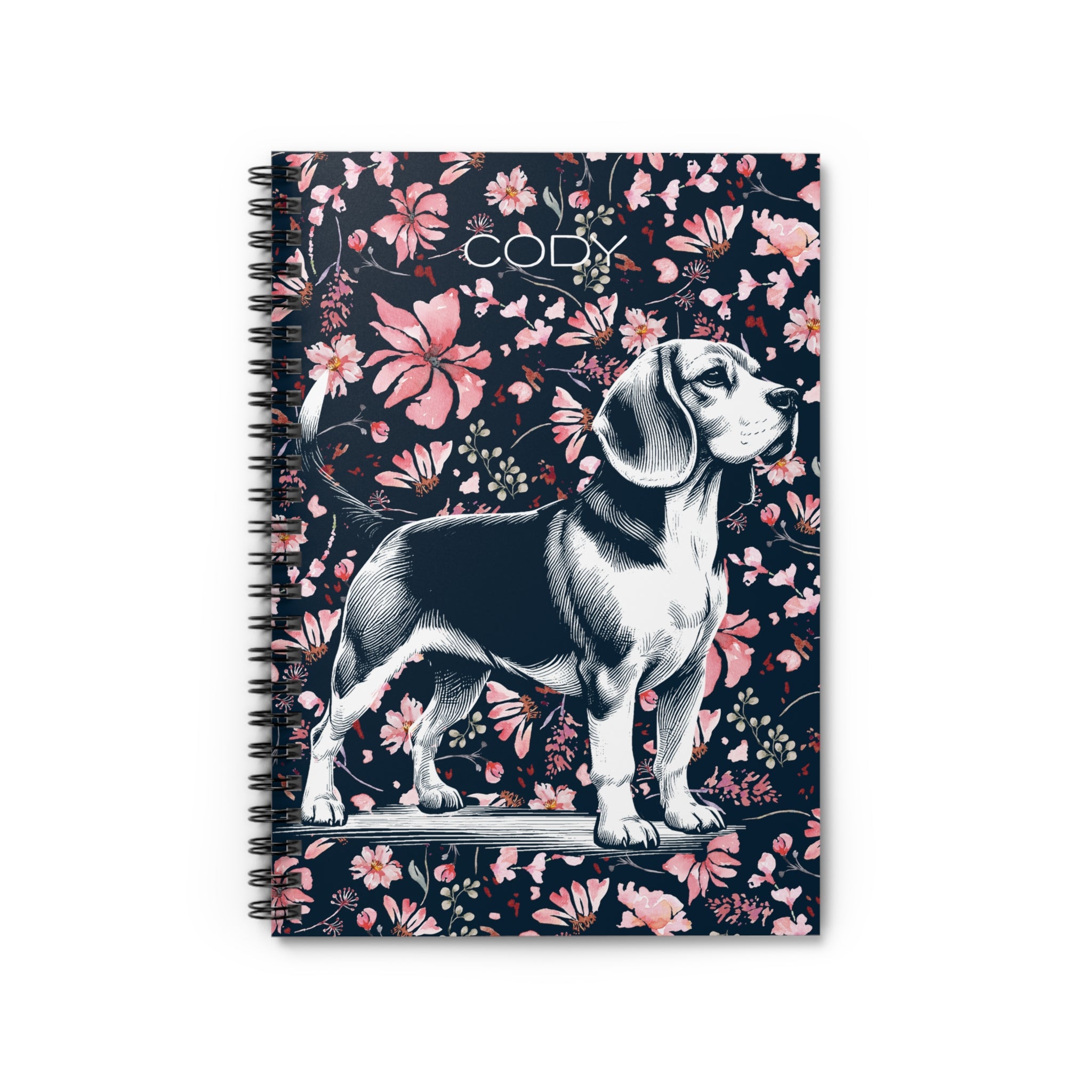 Beagle Floral Spiral Notebook