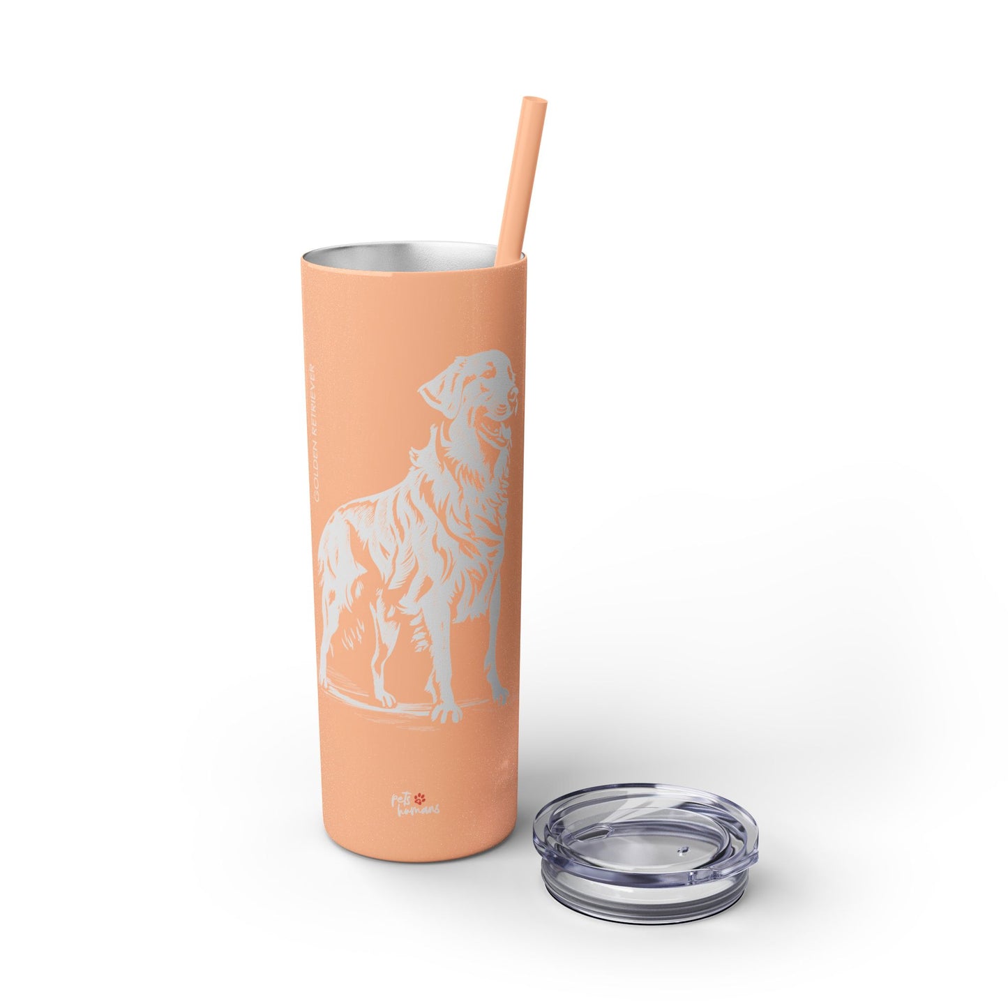 Golden Retriever Skinny Tumbler with Straw, 20oz