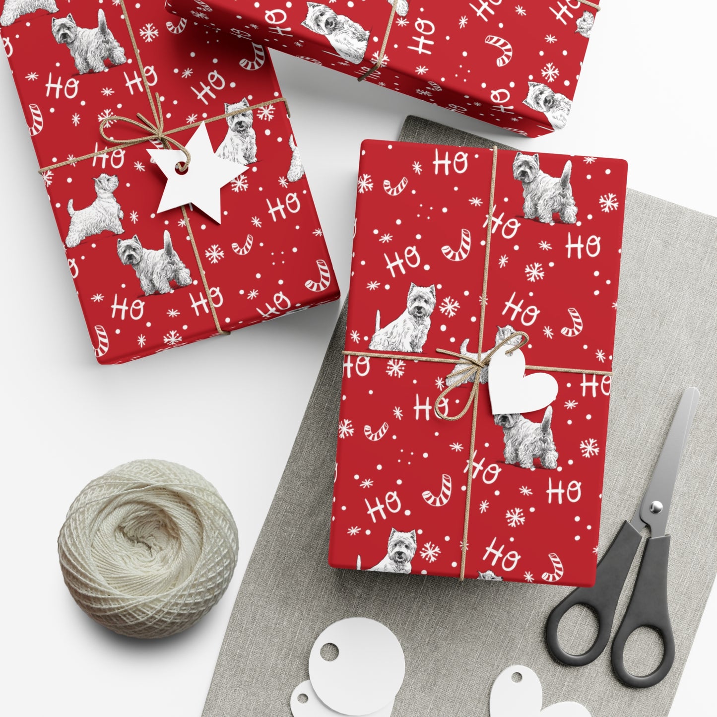 Westie Christmas "Ho Ho Ho" Gift Wrap Papers