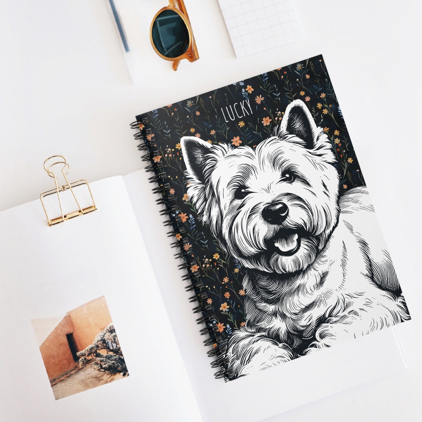 Westie Floral Spiral Notebook