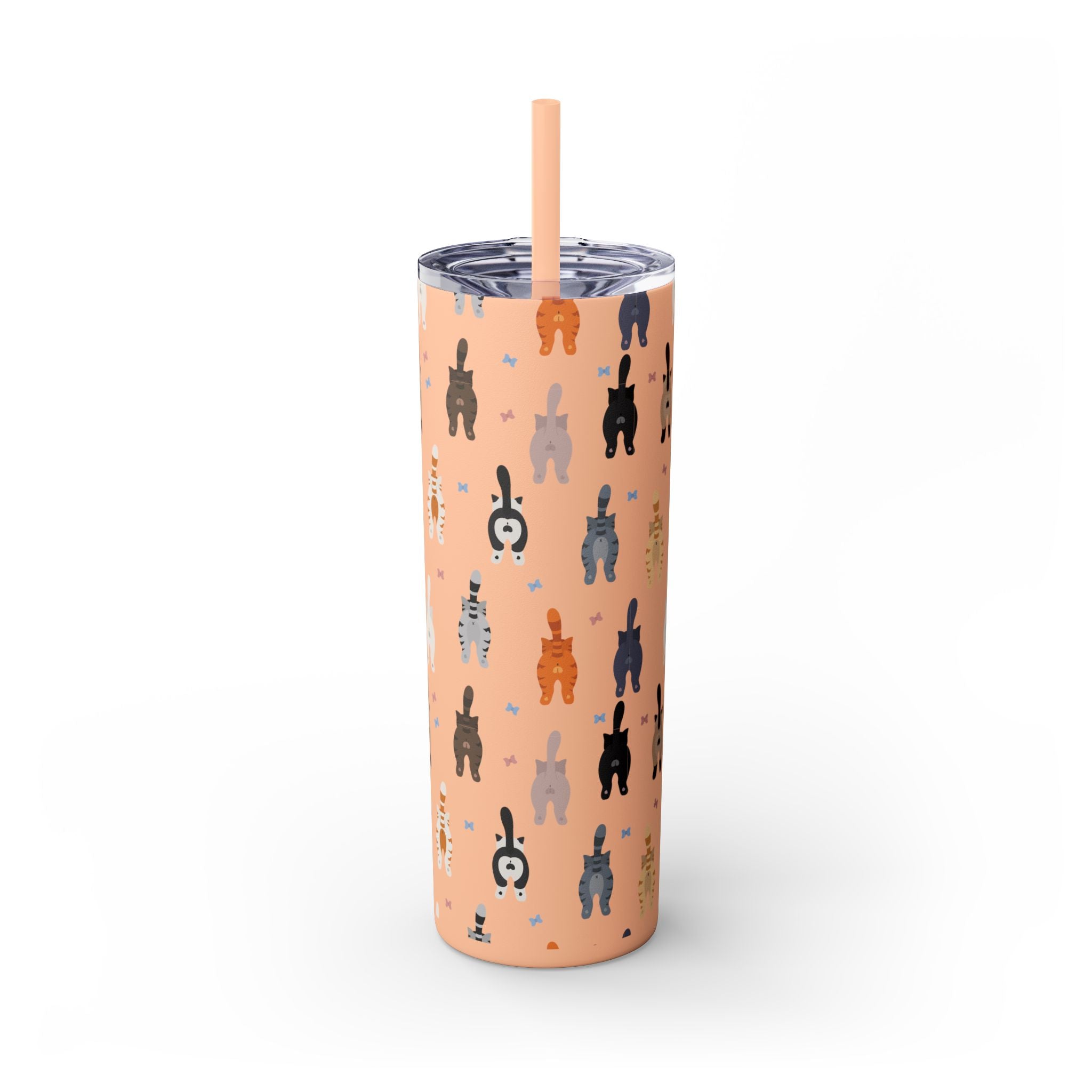 Cat Butts Skinny Tumbler with Straw, 20oz