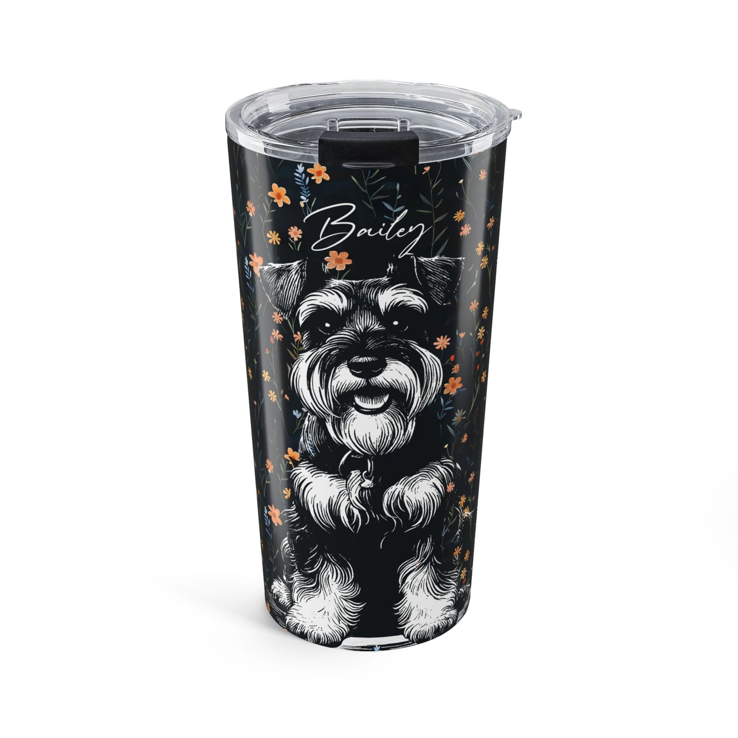 Schnauzer Flowers Tumbler, 20oz