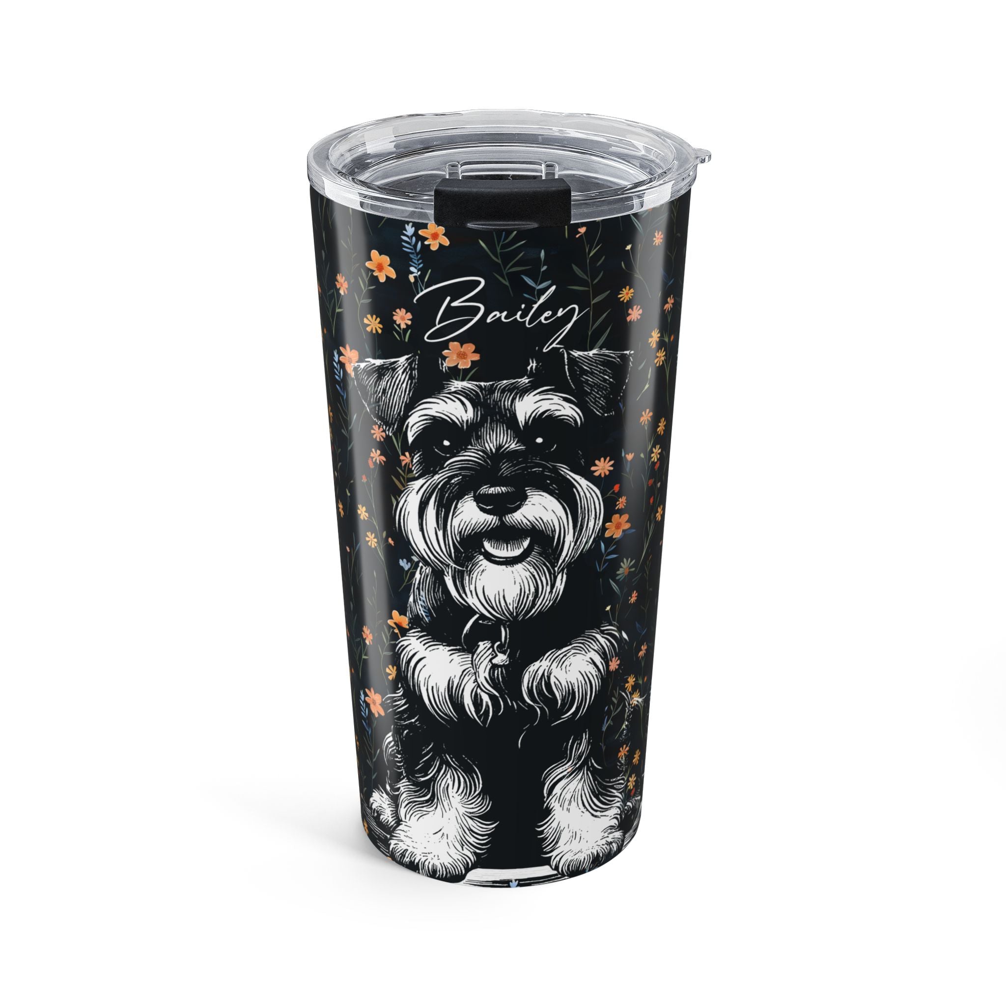 Schnauzer Flowers Tumbler, 20oz