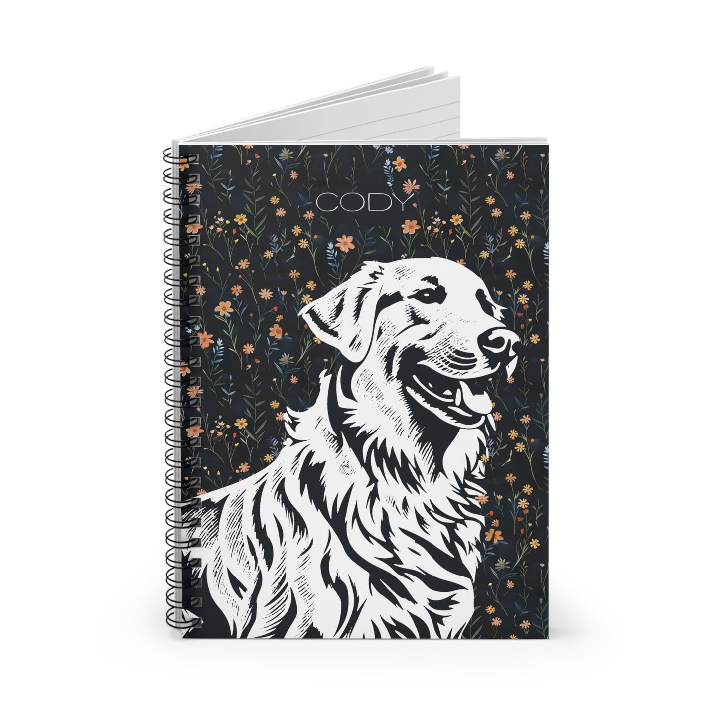 Golden Retriever Floral Spiral Notebook