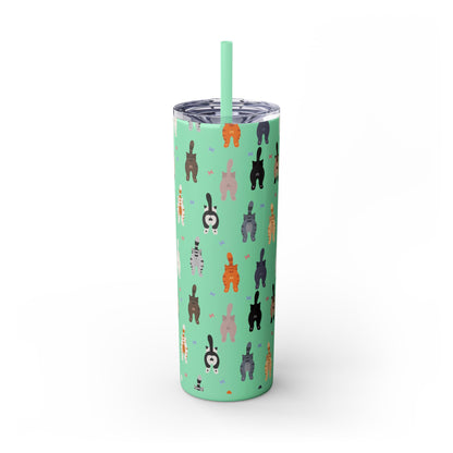 Cat Butts Skinny Tumbler with Straw, 20oz