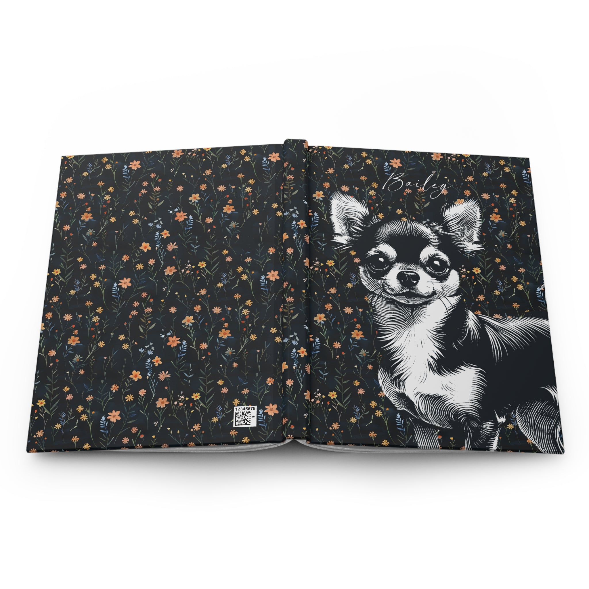 Chihuahua Flowers Hardcover Journal