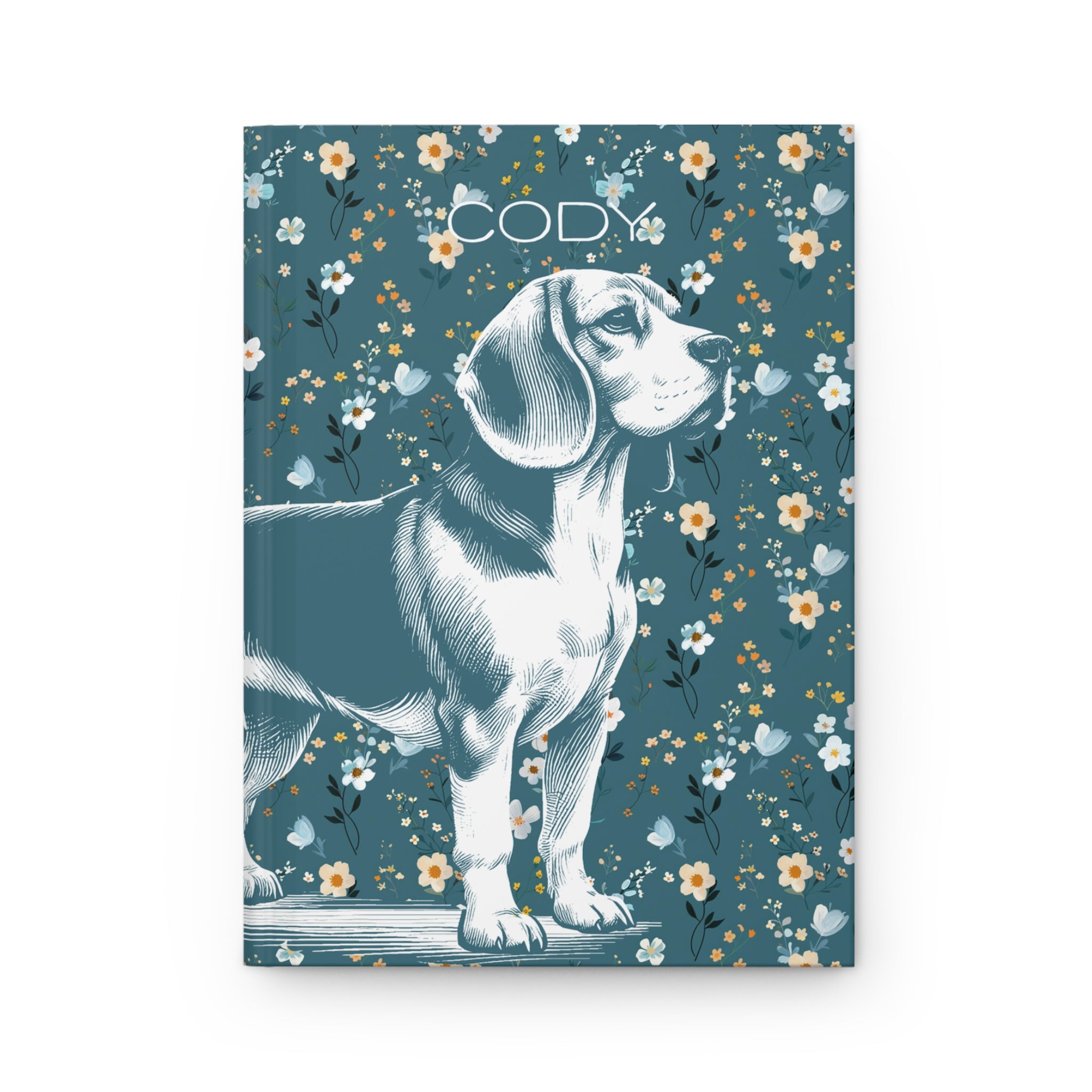 Beagle Flowers Hardcover Journal