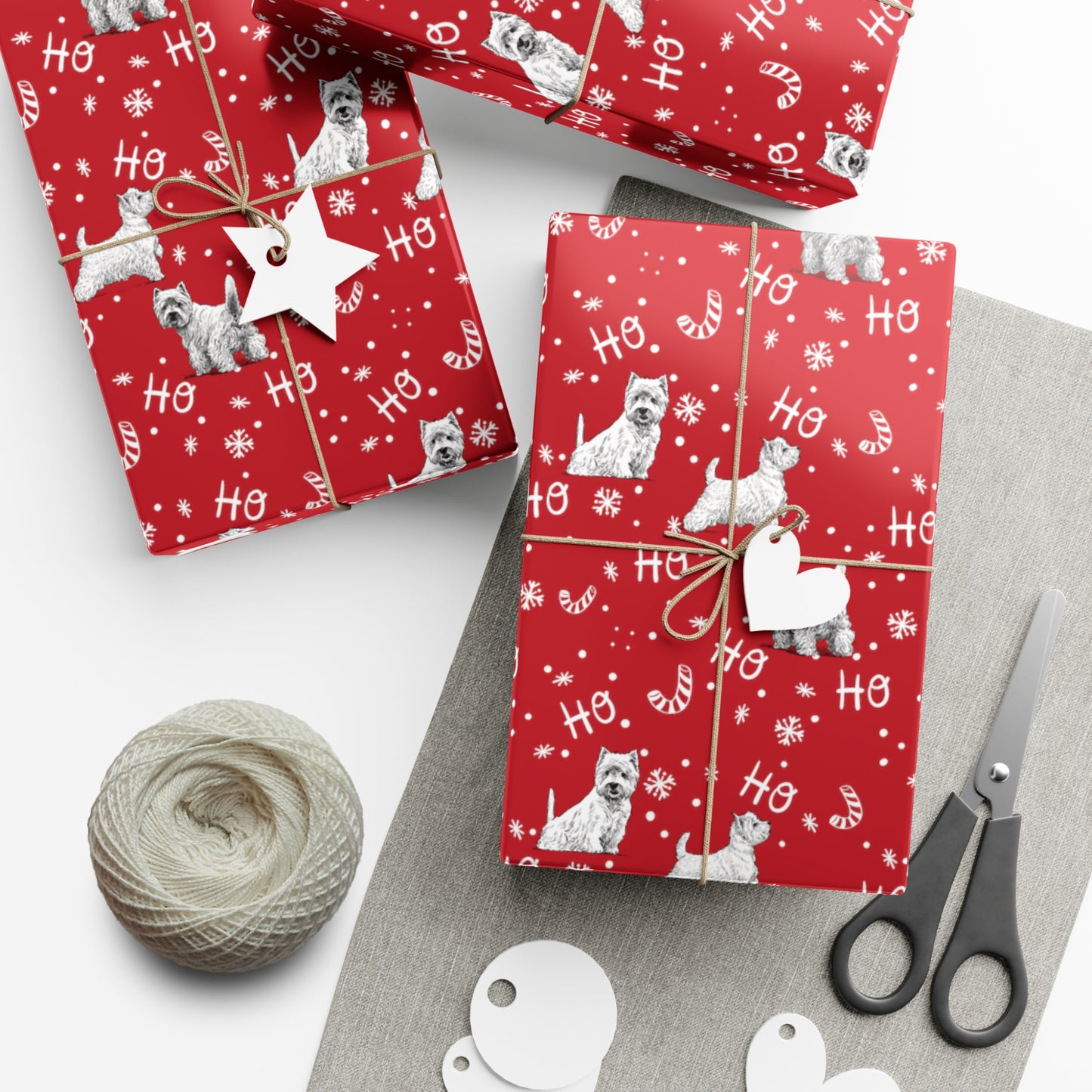 Westie Christmas "Ho Ho Ho" Gift Wrap Papers