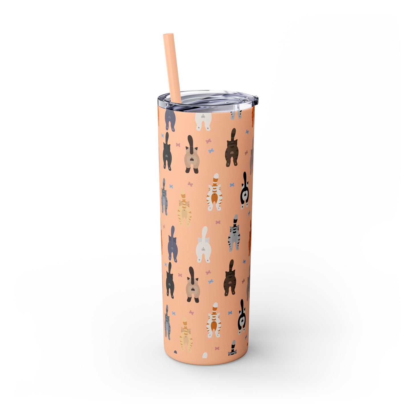 Cat Butts Skinny Tumbler with Straw, 20oz