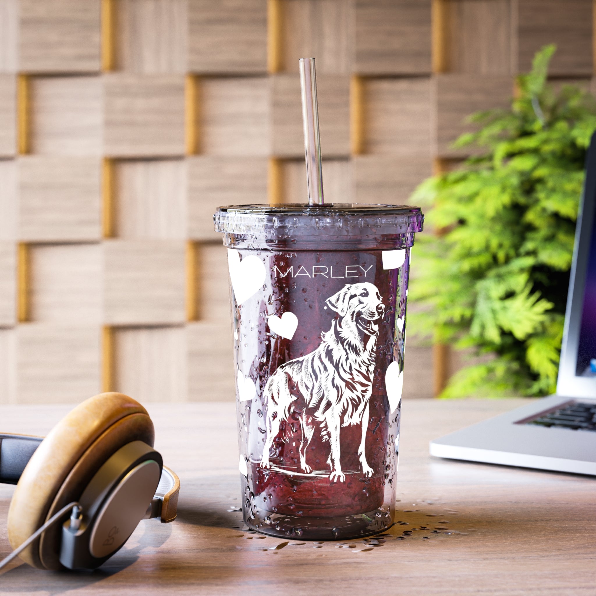 Golden Retriever Heart Suave Acrylic Cup