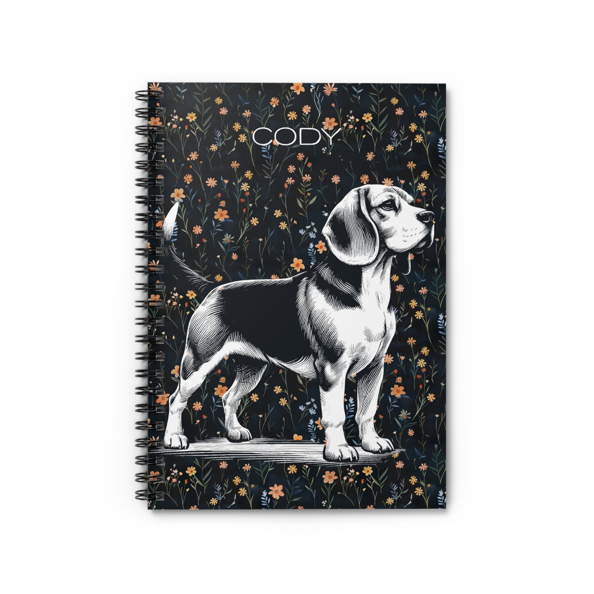 Beagle Floral Spiral Notebook