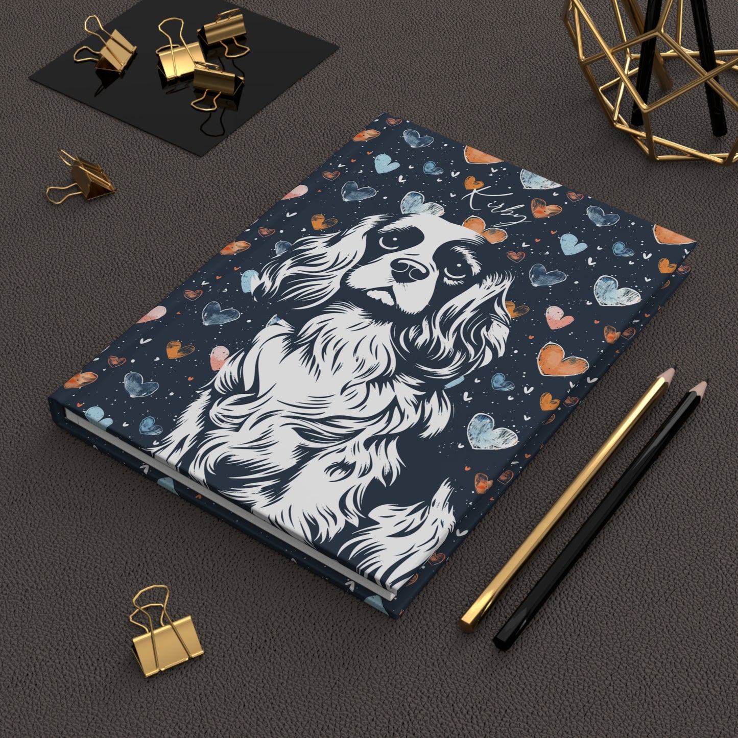Cavalier King Charles Spaniel Hearts Hardcover Journal
