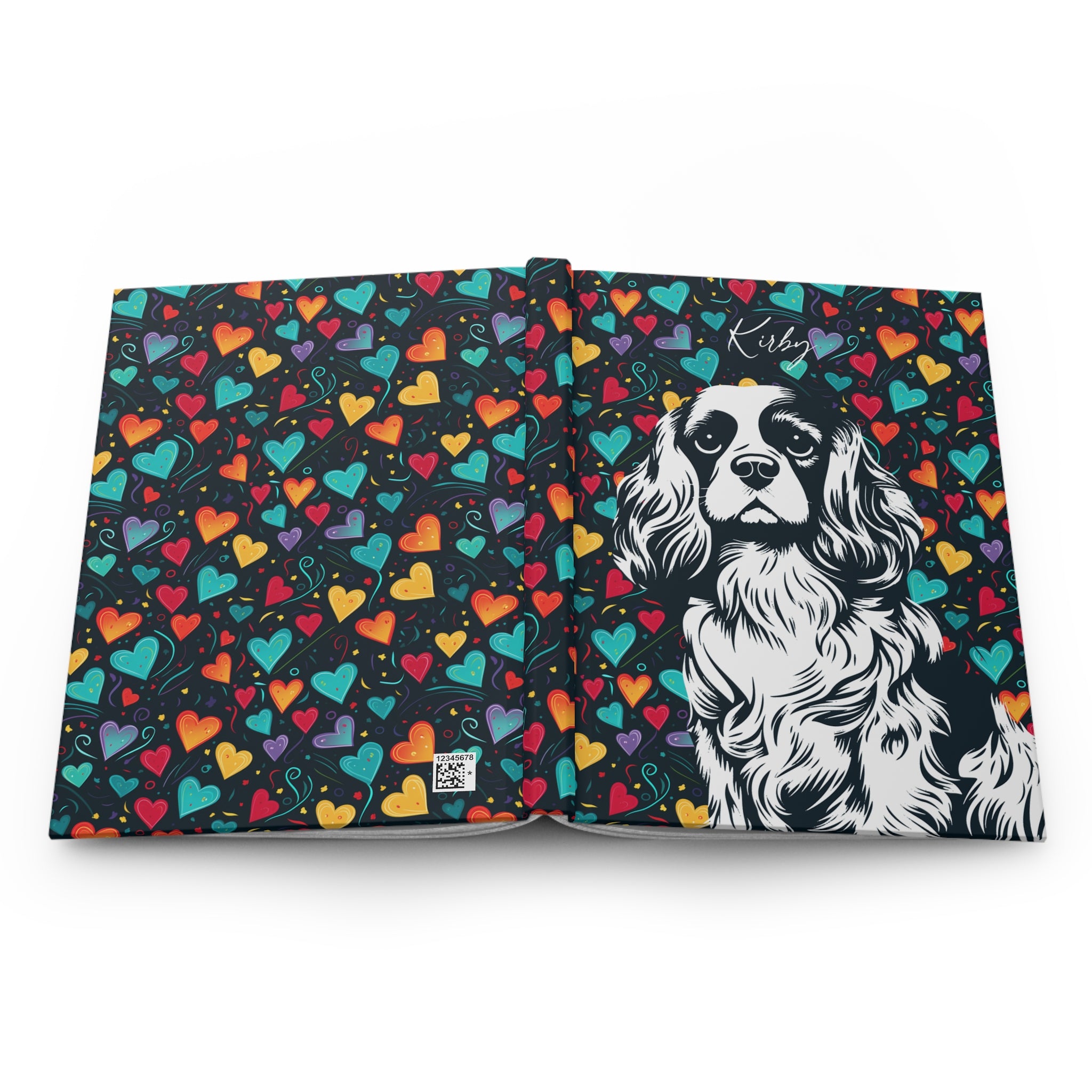 Cavalier King Charles Spaniel Hearts Hardcover Journal