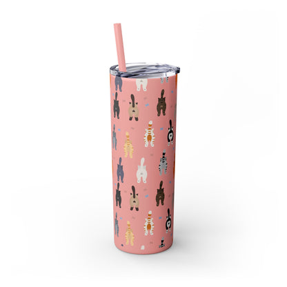 Cat Butts Skinny Tumbler with Straw, 20oz