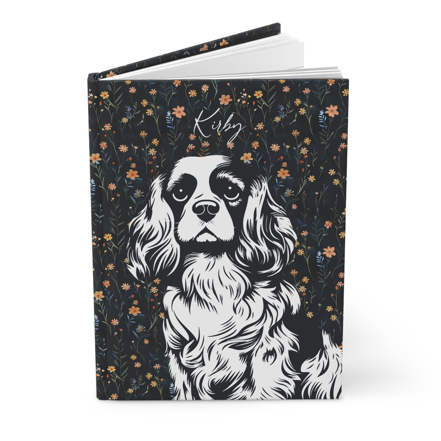 Cavalier King Charles Spaniel Flowers Hardcover Journal