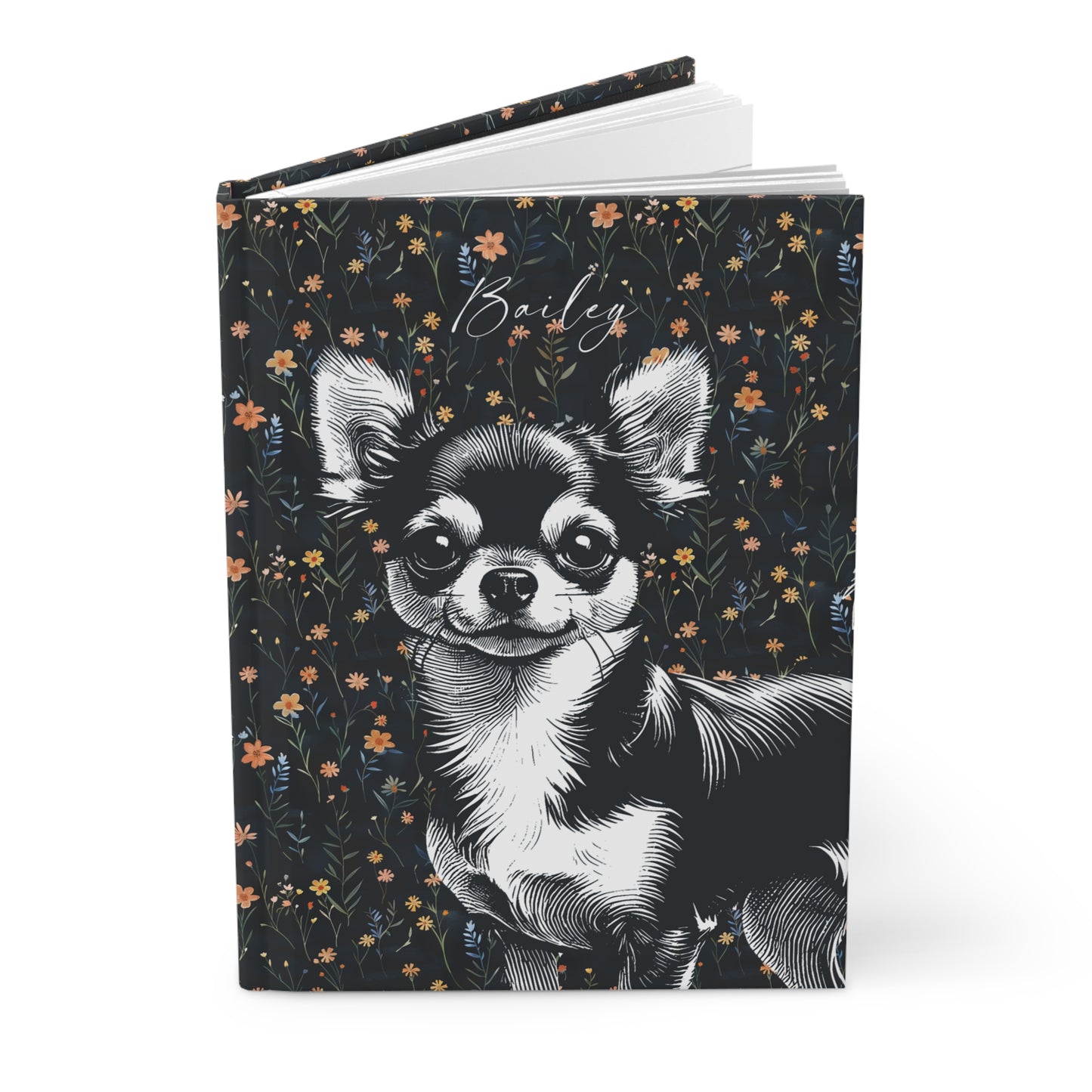 Chihuahua Flowers Hardcover Journal