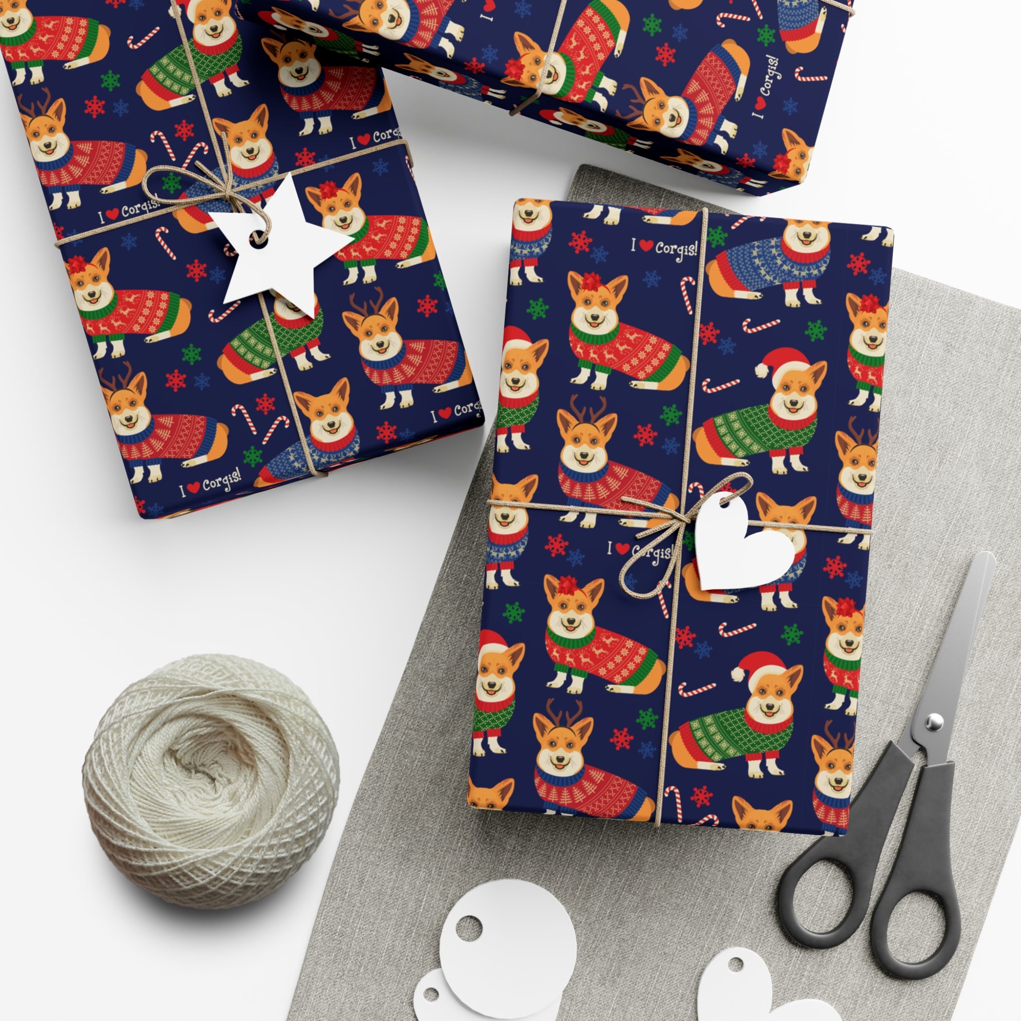 I Love Corgi Christmas Sweater Gift Wrap Papers