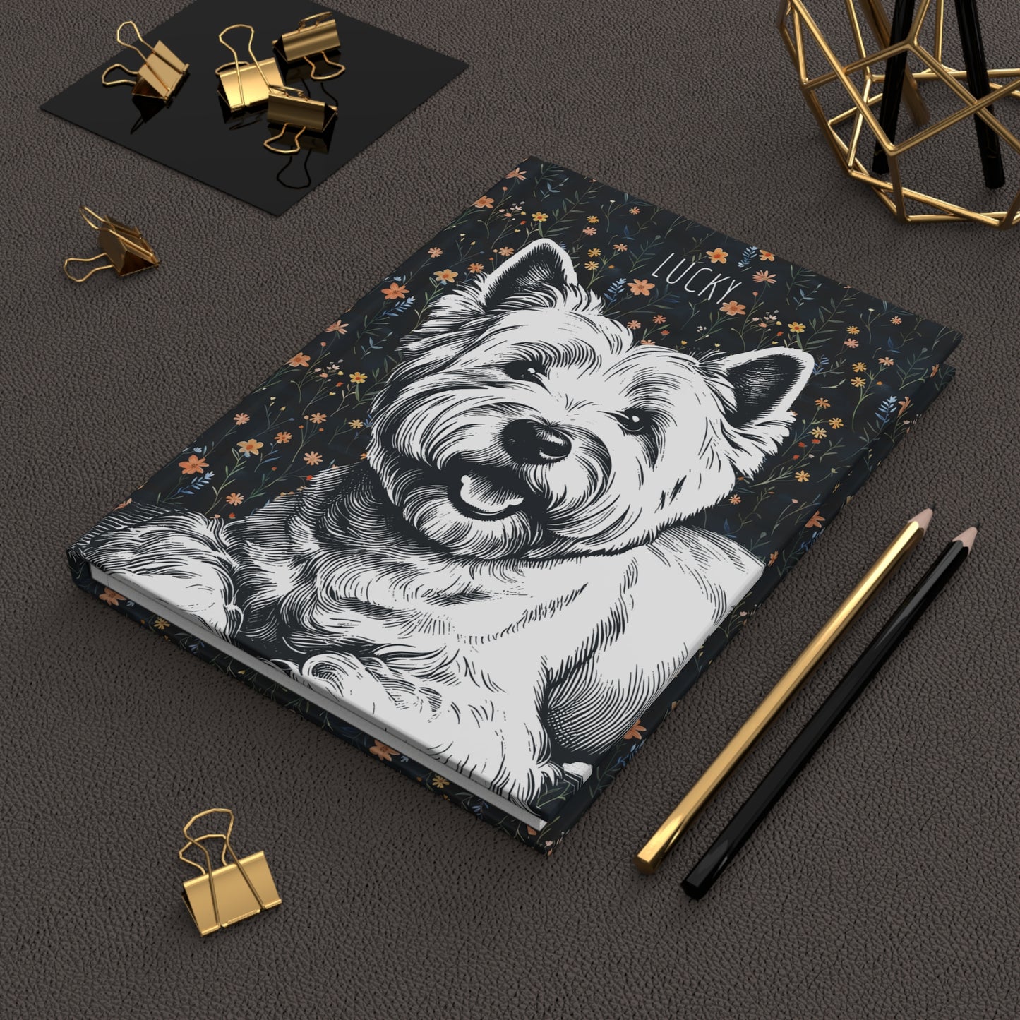 Westie Floral Hardcover Journal