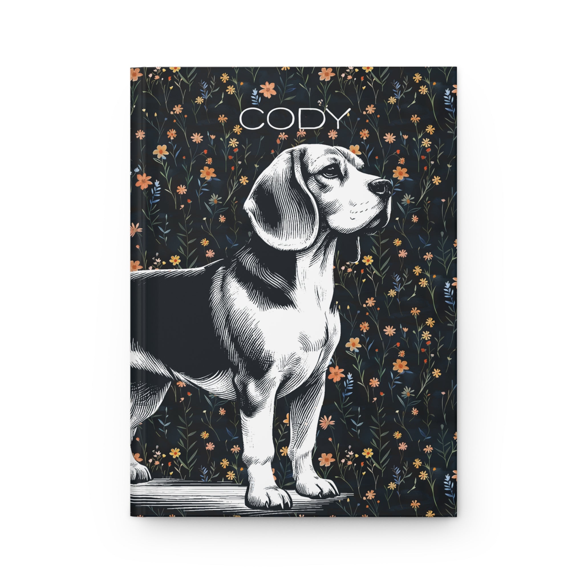 Beagle Flowers Hardcover Journal