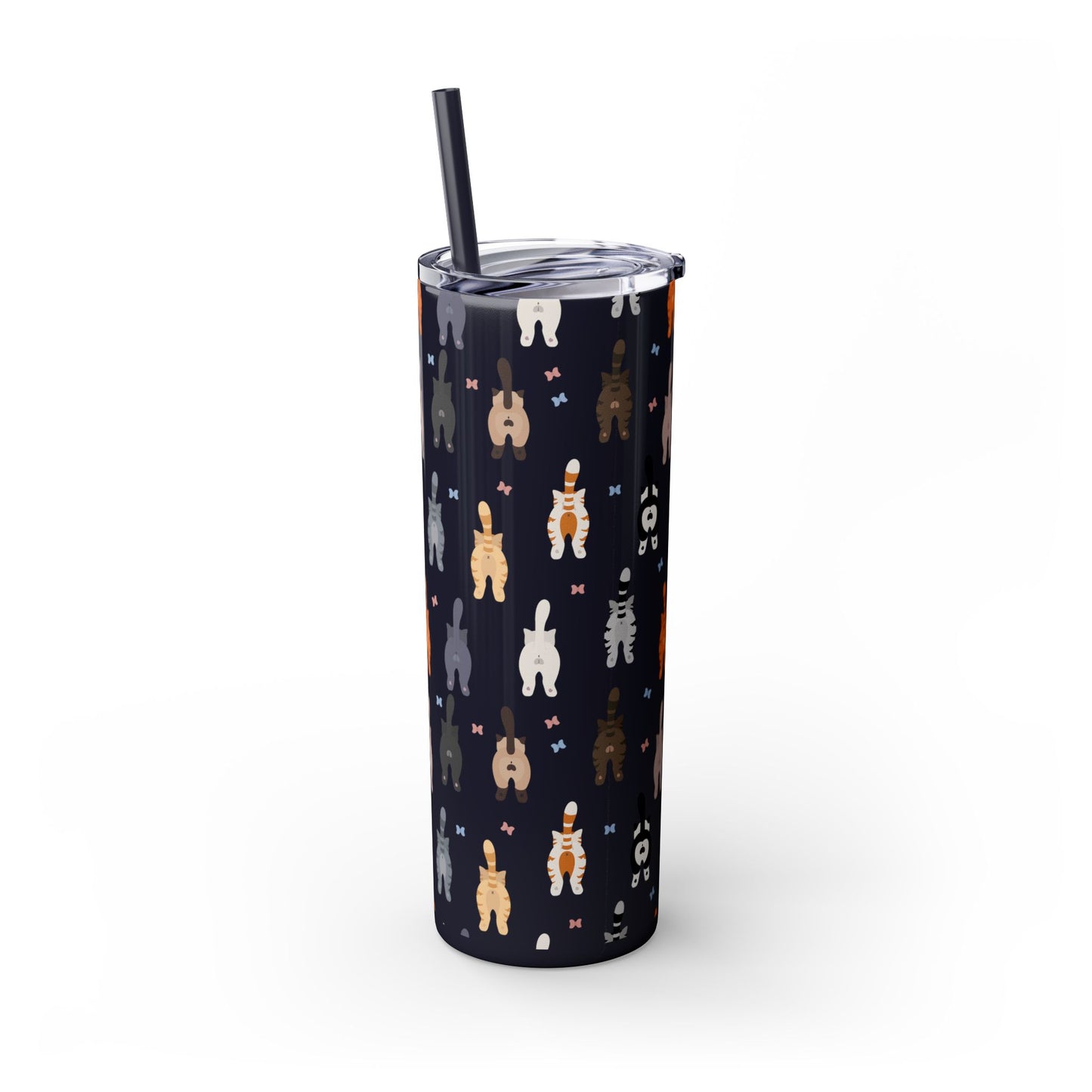 Cat Butts Skinny Tumbler with Straw, 20oz