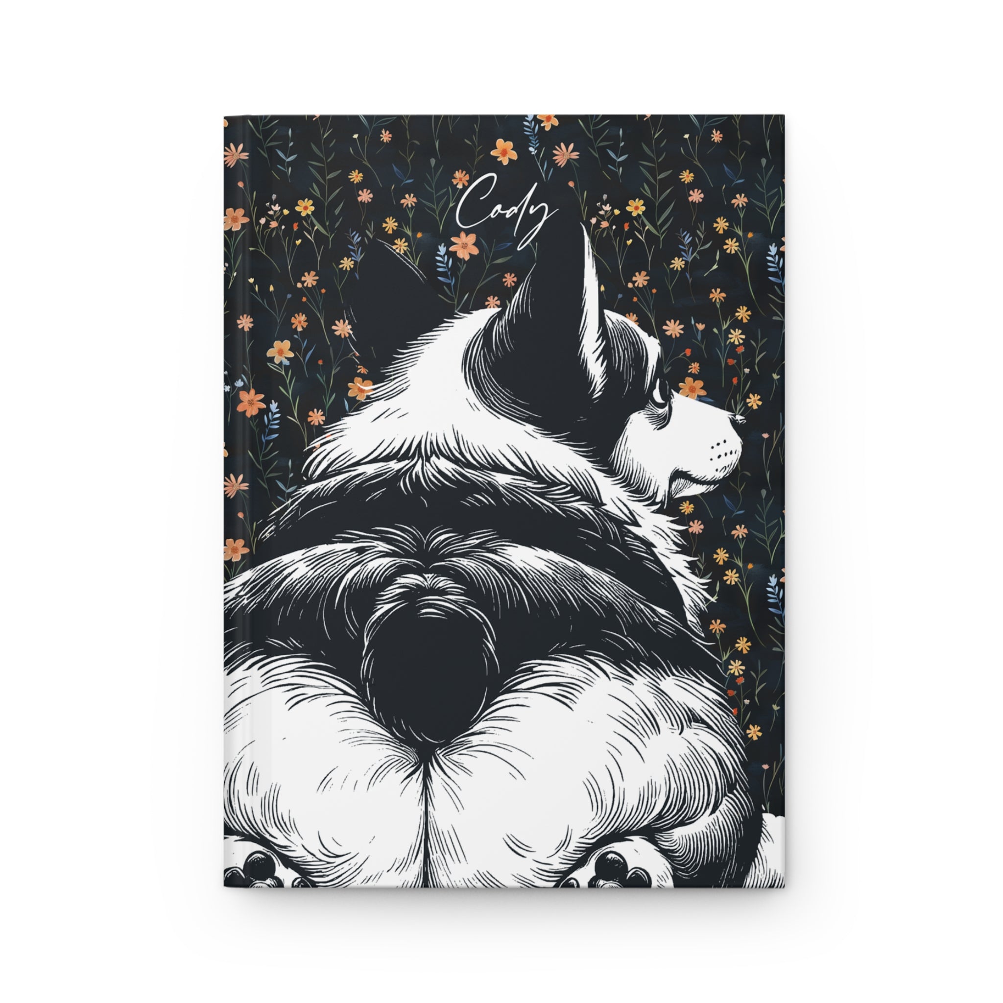 Corgi Butts Floral Hardcover Journal
