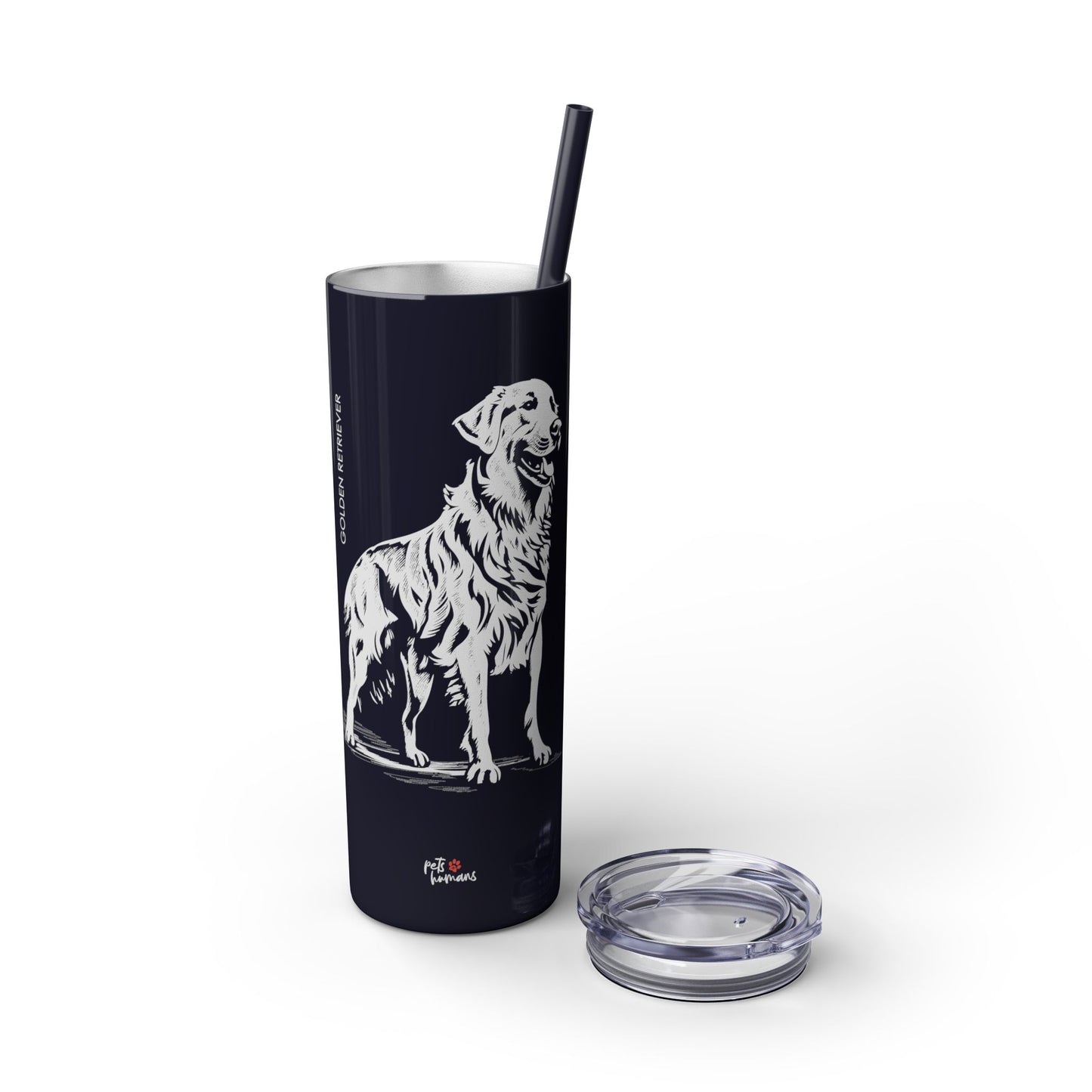 Golden Retriever Skinny Tumbler with Straw, 20oz