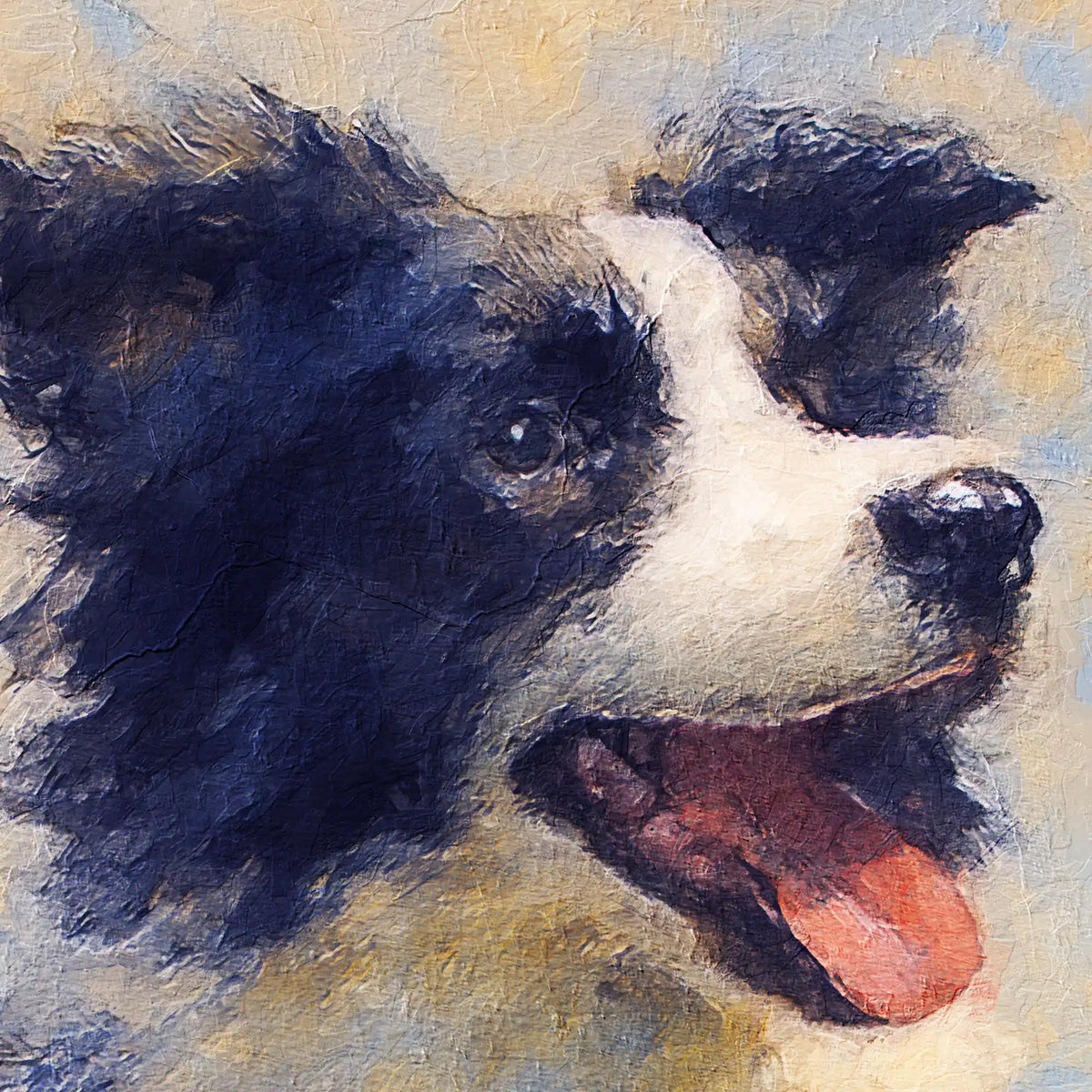 Border Collie Impressionist Portrait, Collie Wall Art Print