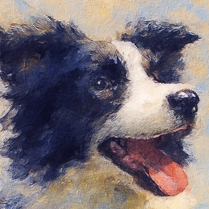 Border Collie Impressionist Portrait, Collie Wall Art Print