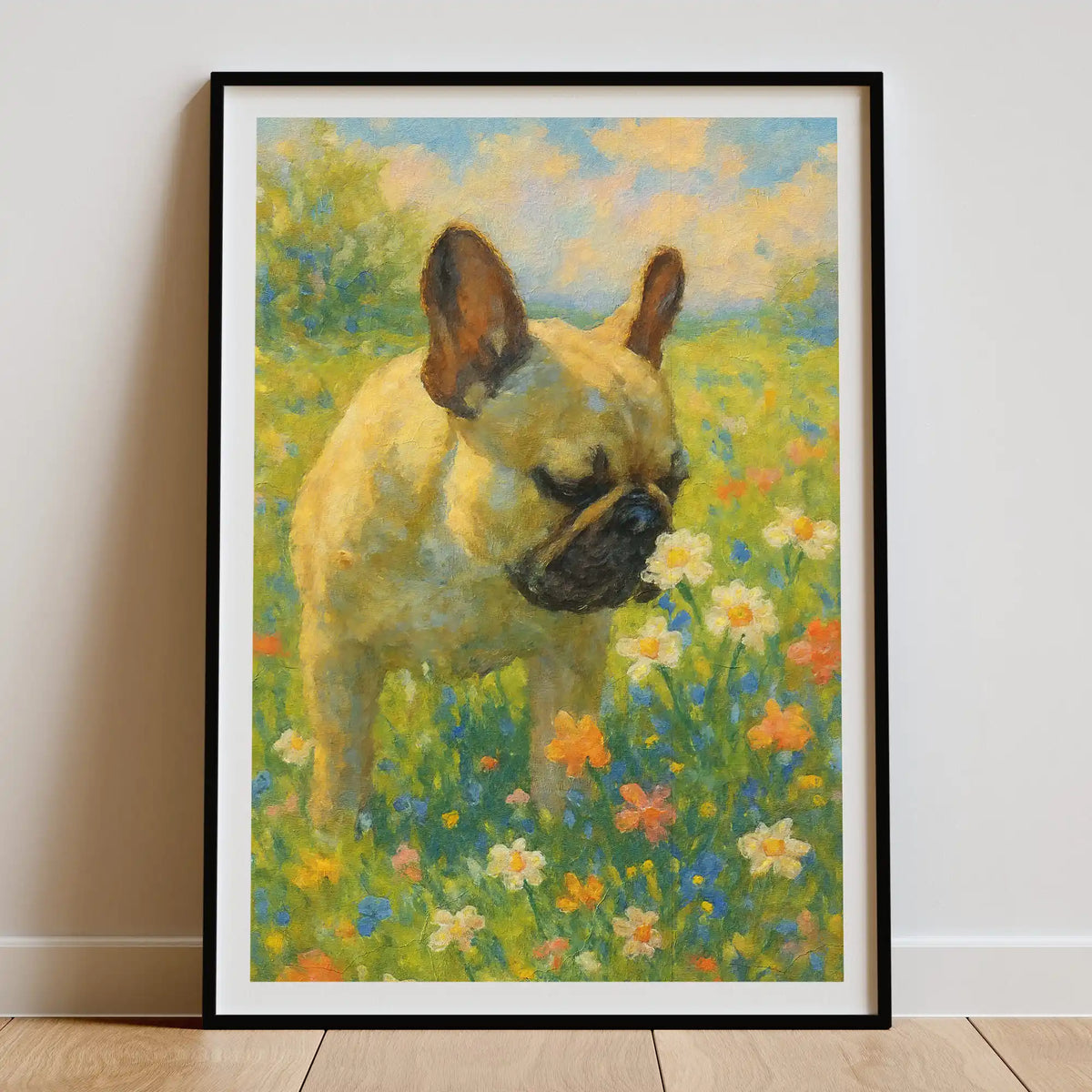 French Bulldog Impressionist-Inspired Portrait, Wall Art Print