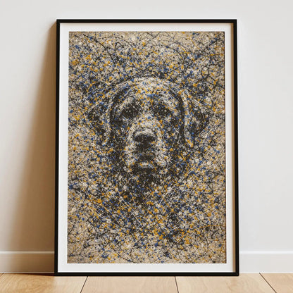 Labrador Retriever Pollock-inspired Portrait, Lab Wall Art Print