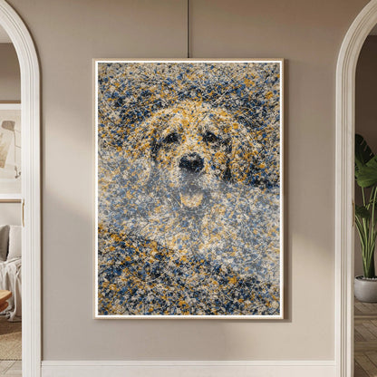 Golden Retriever Pollock-inspired Portrait, Goldie Wall Art Print